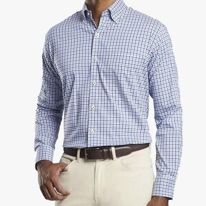 Peter Millar Men's Crown Light Stretch Parkcity Tattersall Blue Stripe - XL